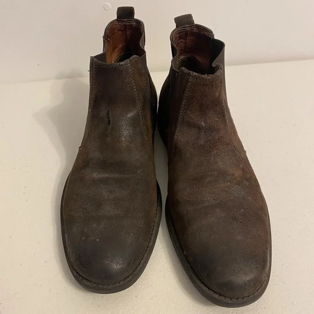 Johnston And Murphy Mens Size 8.5 Slip On Durham Chelsea Boots Brown Suede